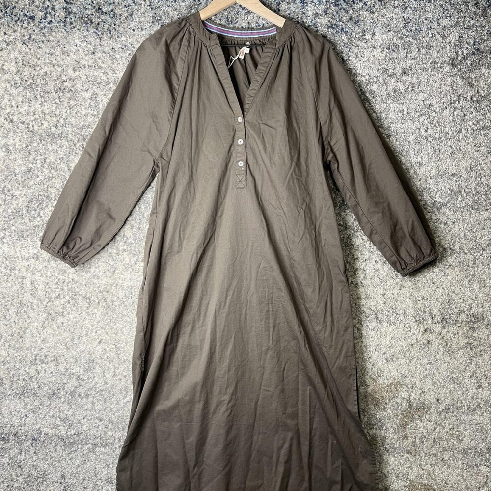 Sundry Dress Womens Small Taupe Brown Long Sleeve Midi Button Up Cotton Blend